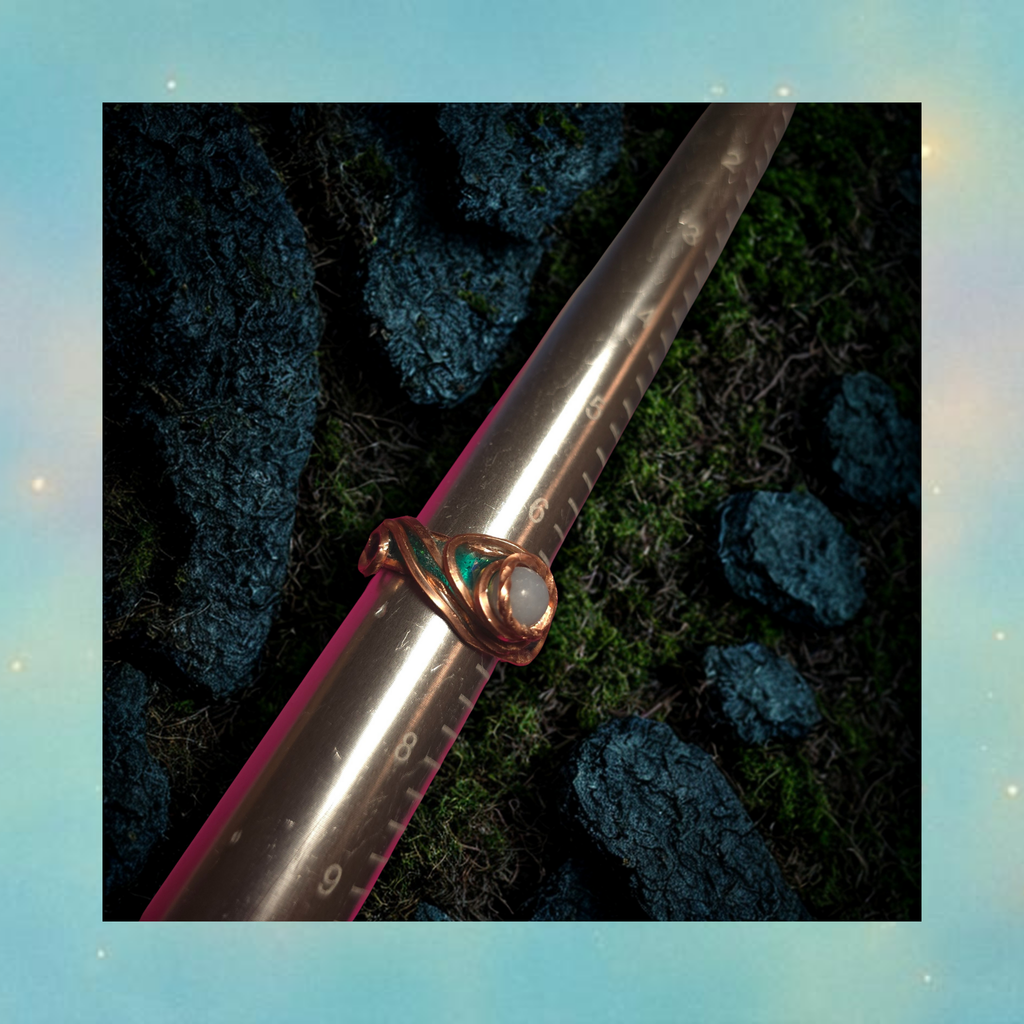 Angelite Resin Ring | Copper Wire Wrap (Size 7)